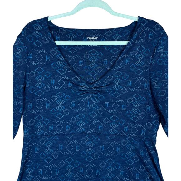 Toad & Co. Rosalinda Dress Blue Geometric Print Large Casual Travel Outdoors - Picture 3 of 12